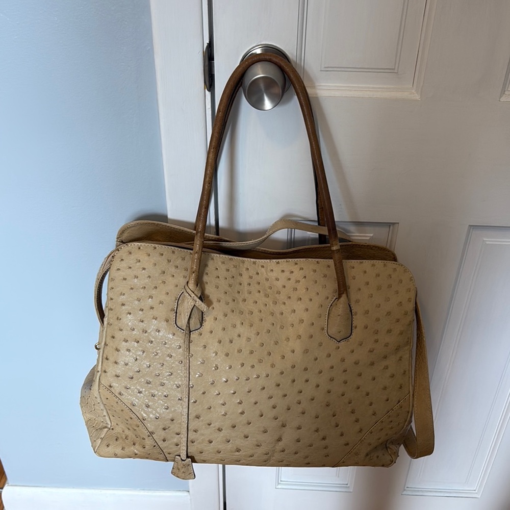 Authentic Lana Marks ostrich weekend duffle